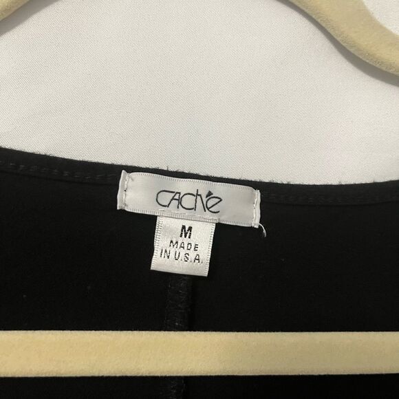 Cache Black Gold Embellished V- neck Dolman Sleeve Shirt Size M - Picture 4 of 5